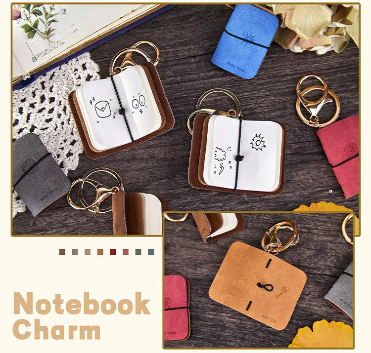 Mini PU Leather Journal Keychain with Keyring