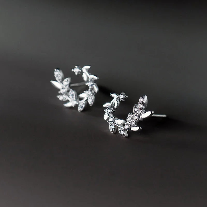 Sterling Silver Leaf Stud Earrings