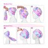 Three methods demonstrate how to wrap a pink and purple microfiber hair drying towel for kids.