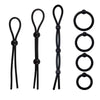 A set of black silicone cock rings for endurance and firmer erections.