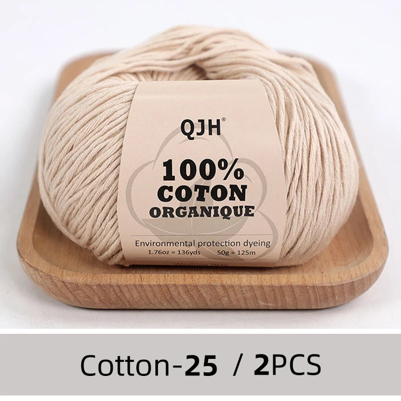 100% Organic Cotton Yarn for Knitting and Crocheting (2-Pack)