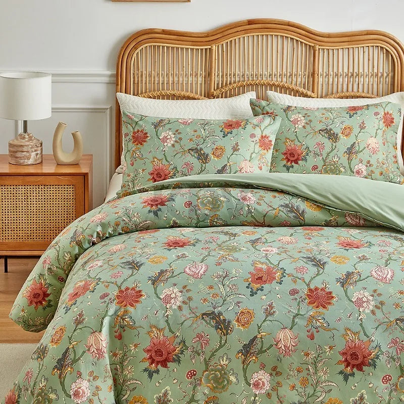 Vintage Floral Duvet Cover Set with Pillowcases