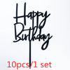 Gold Acrylic Happy Birthday Cake Toppers (Set of 10)