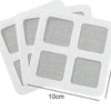 A set of self-adhesive mesh repair patches for windows and screens, showing various sizes.