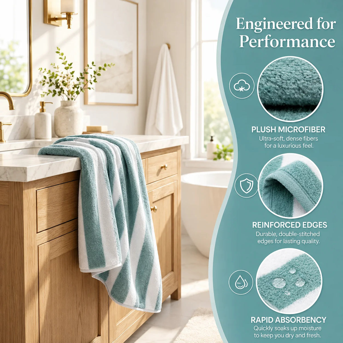 8-Piece Ultra-Soft Microfiber Towel Set with Two-Tone Stripe Design