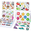 A set of wooden alphabet and number peg puzzles featuring various animals and shapes for toddlers.