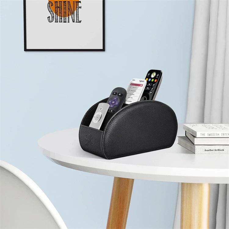 PU Leather Remote Control Organizer with 5 Compartments