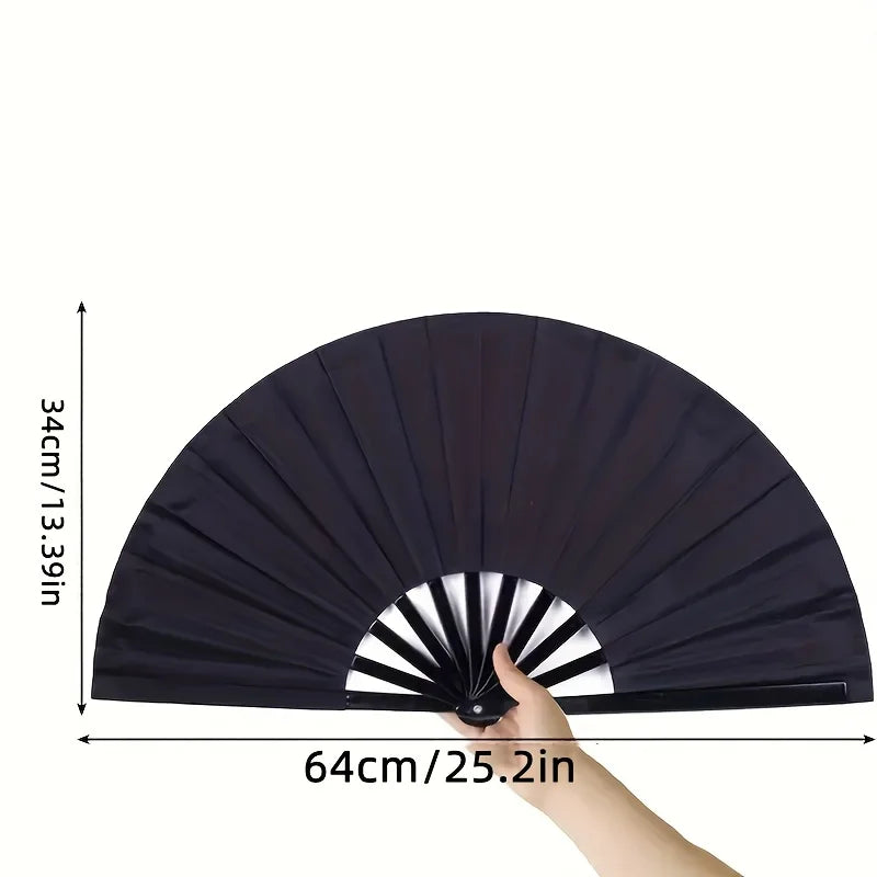 Antique Silk Cloth Folding Fan with Wooden Bamboo Frame