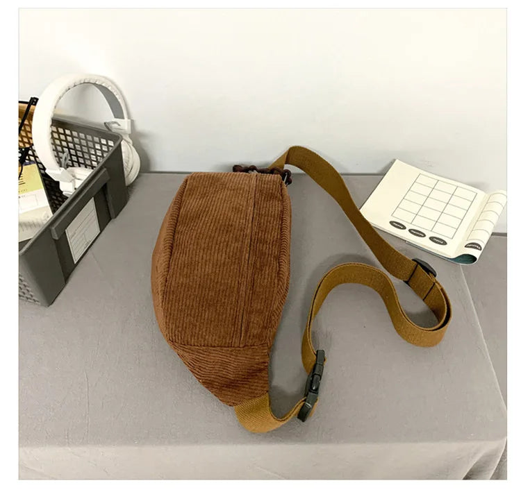 Corduroy Waist Pack for Women – Versatile Crossbody & Shoulder Bag