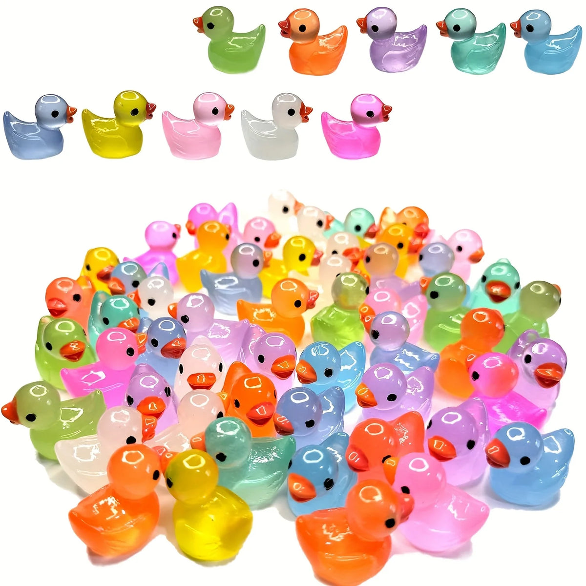 Glow-in-the-Dark Mini Duck Figurines for Garden & Décor