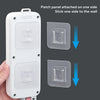 Two white patch panels with clear adhesive hooks shown, demonstrating how to stick the panel onto a wall.
