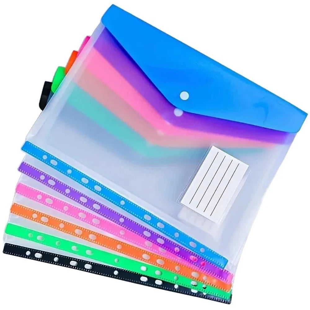 A4 Loose-Leaf File Bags with Binding Rings and Label Pockets