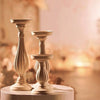 Set of 3 Wooden Candlestick Holders - Antique Style Decor