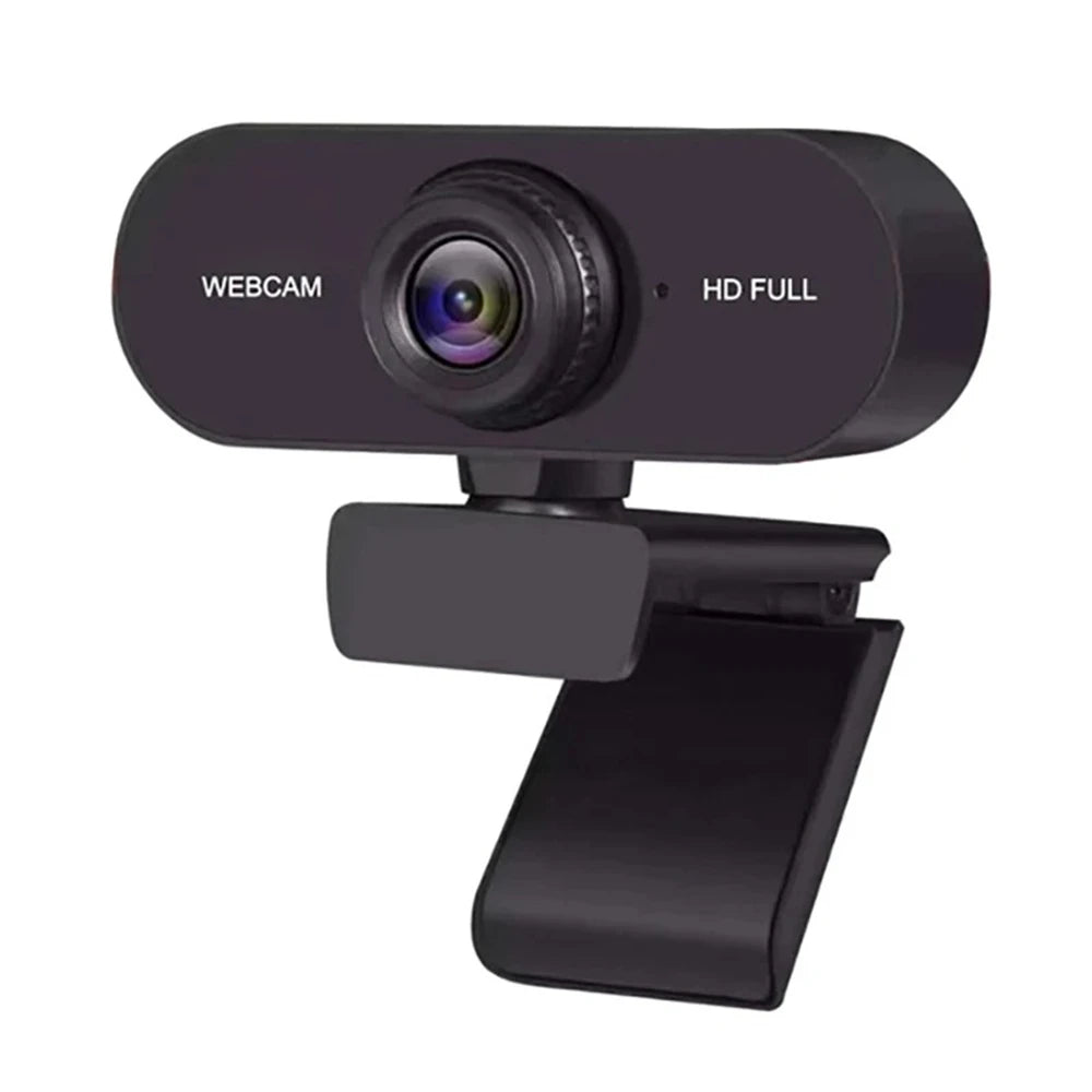 Schwarze HD-Webcam mit Objektiv und Montagehalterung
