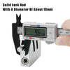 A silver digital lock rod measuring 96 mm is shown with a hand for scale comparison.
