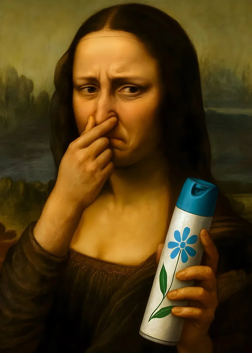 Mona Lisa Funny Bathroom Wall Art Canvas Print