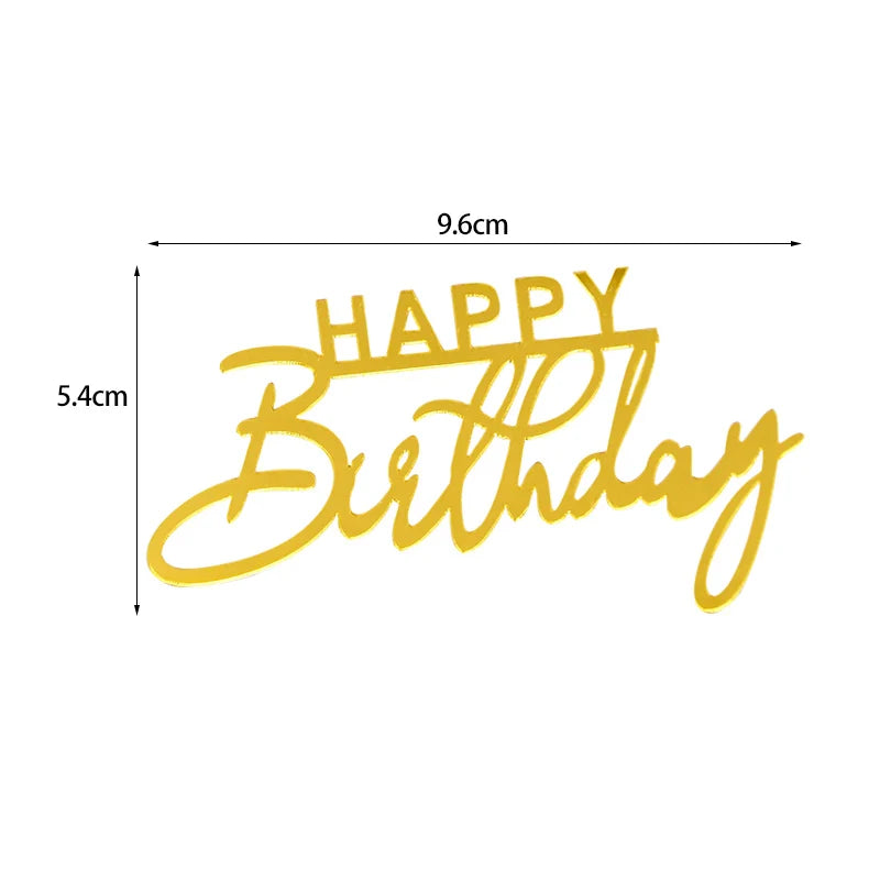 Golden Acrylic Happy Birthday Cake Topper