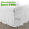 White ruffled elastic bed skirt designed for Queen and King sized beds