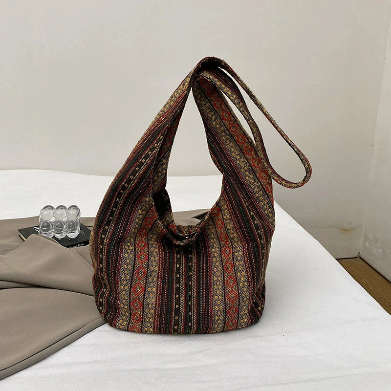Boho Aztec Print Canvas Tote Bag