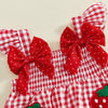 Strawberry Embroidered Plaid Tank Top and Shorts Set for Toddler Girls