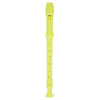 A yellow 8-hole soprano recorder with a cleaning rod.