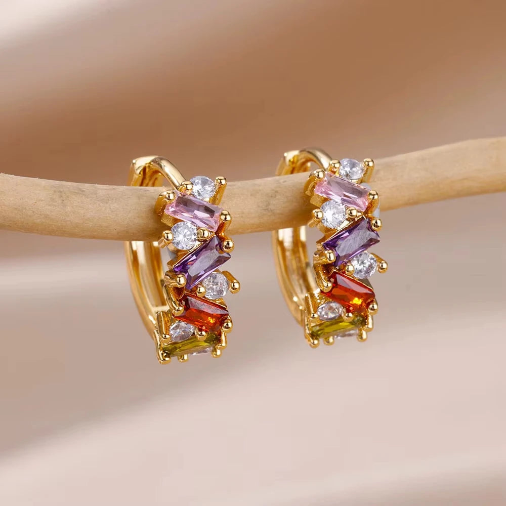 Boucles d'oreilles créoles en zircon cubique ton or