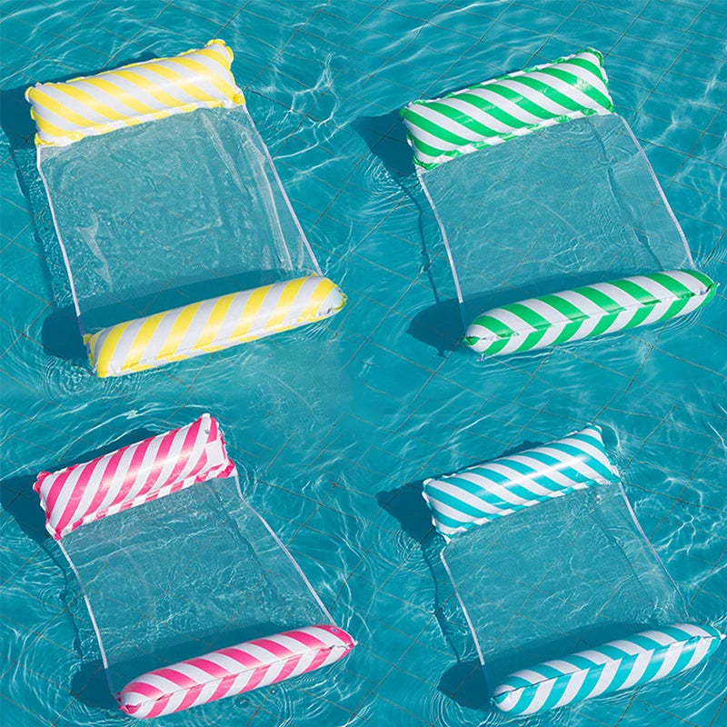 Striped Inflatable Lounge Chair with Net Backrest