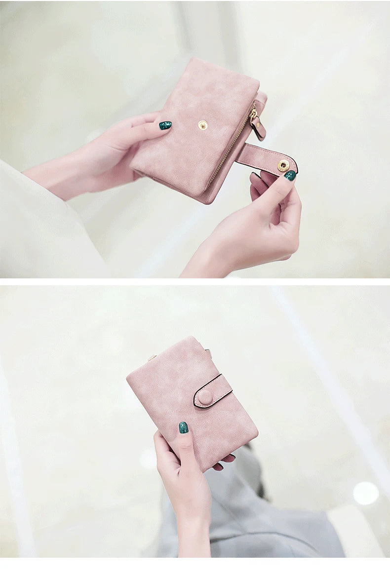 Compact Frosted Tri-Fold Wallet for Women