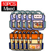 A set of 10 mixed cute cartoon backpack goodie bags for kids party favors in various pastel colors