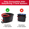 Vergleich zwischen einem EasyWring 1-Tank und einem RinseClean 2-Tank Moppkopf.