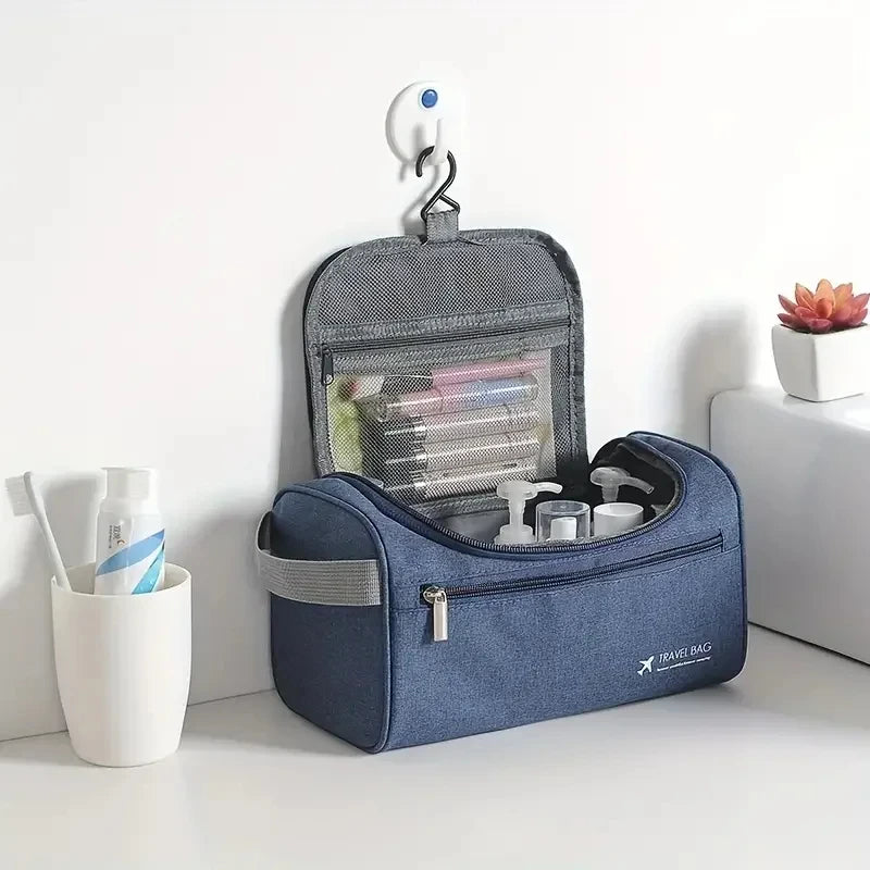 Hanging Leather Toiletry Bag with Durable Water-Resistant Design