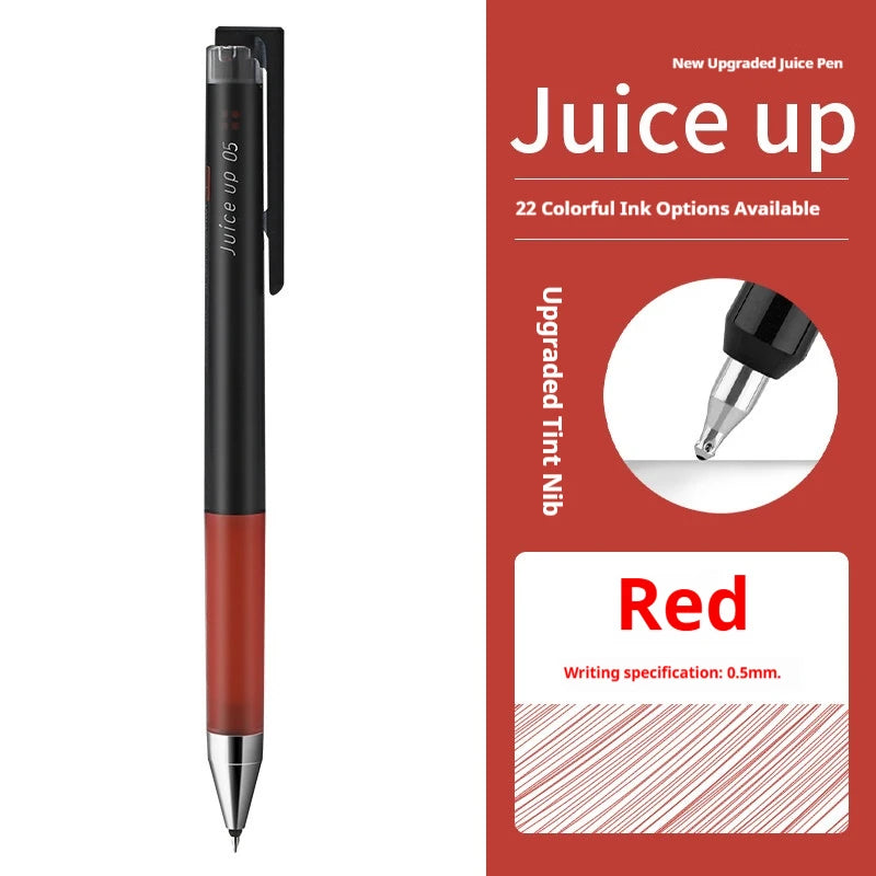 Schwarze und rote Pilot Juice Up Gelstift mit aufgerüstetem Tintspitze.
