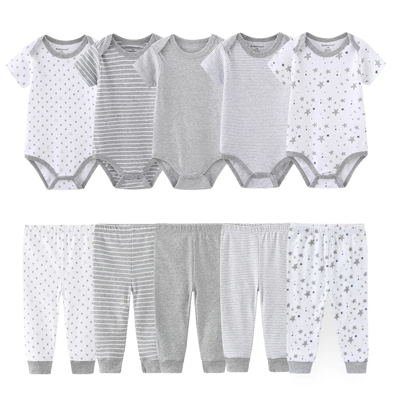 Baby Cotton Bodysuit and Pants Outfit Set (4-Piece)