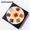 7-Piece Chakra Crystal Pyramid Set with Wooden Base