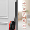 A black and red door draft stopper with various protective features like waterproof, dustproof, insect proof, and soundproofi