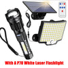 A P70 white laser flashlight solar powered flood light with a detachable panel and remote control