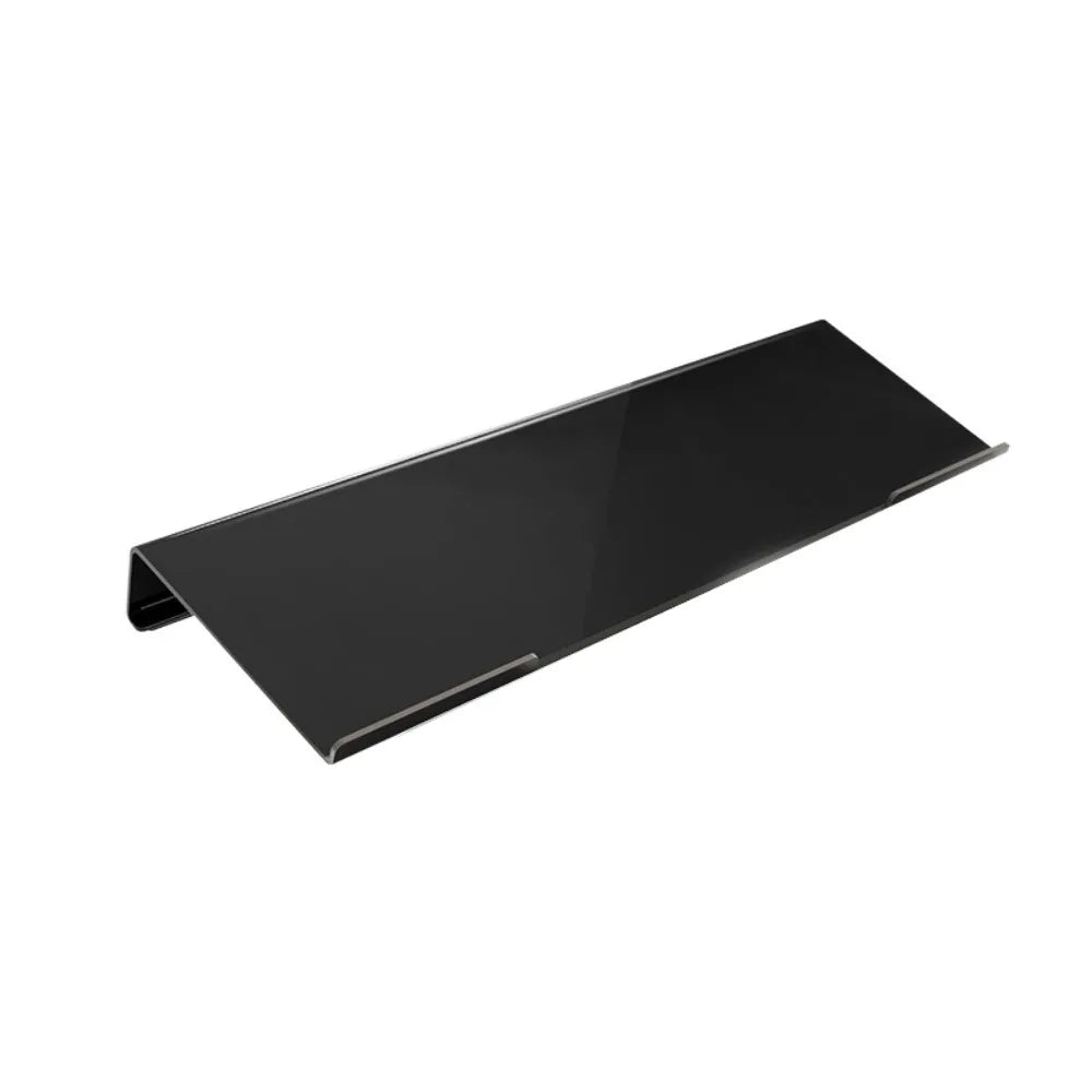 Black acrylic ergonomic keyboard riser with a non-slip base.