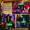 A dark cauldron with a glowing green fog-mist effect, surrounded by Halloween themed props and potions.