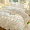 Seersucker Duvet Cover Set with Lace Trim