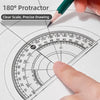 8-Piece Geometry Set – Transparent Rulers, Protractor, Compass & Eraser