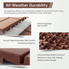 Close-up view of interlocking deck tiles showing various features like raised bases and interlocking design.
