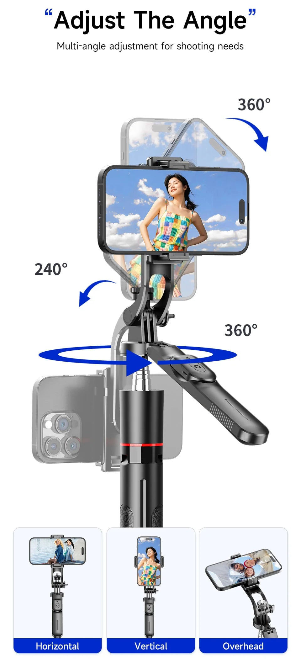 Adjustable Selfie Stick Tripod with Bluetooth Remote and Fill Light