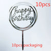 Gold Acrylic Happy Birthday Cake Toppers (Set of 10)
