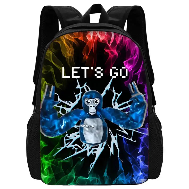 Cartoon Gorilla Kids School Backpack Set with Lunch Bag and Pencil Case
