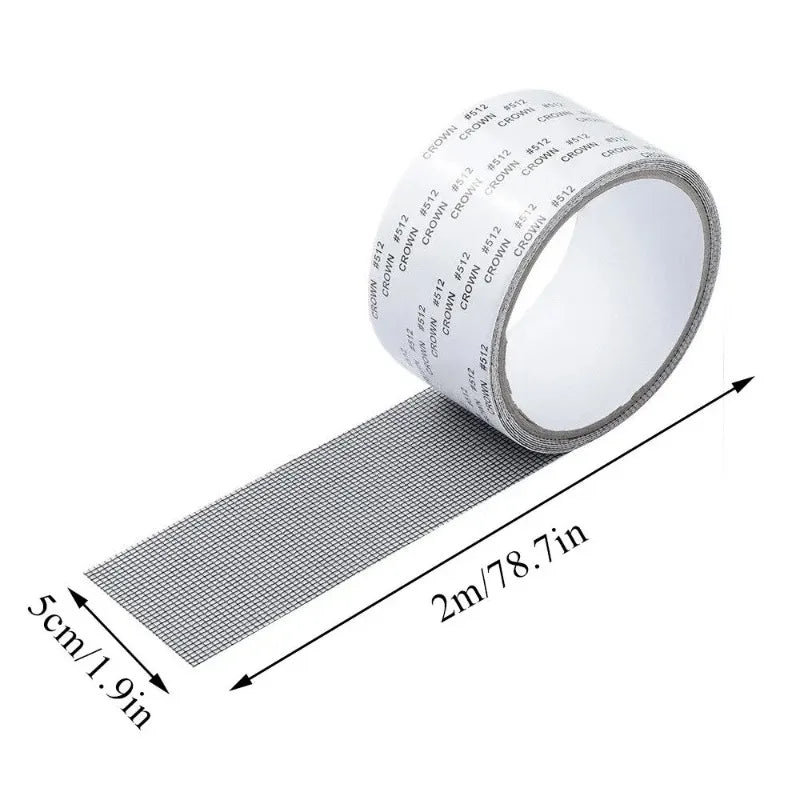 Roll of self-adhesive fiberglass screen repair patches for window or door screens