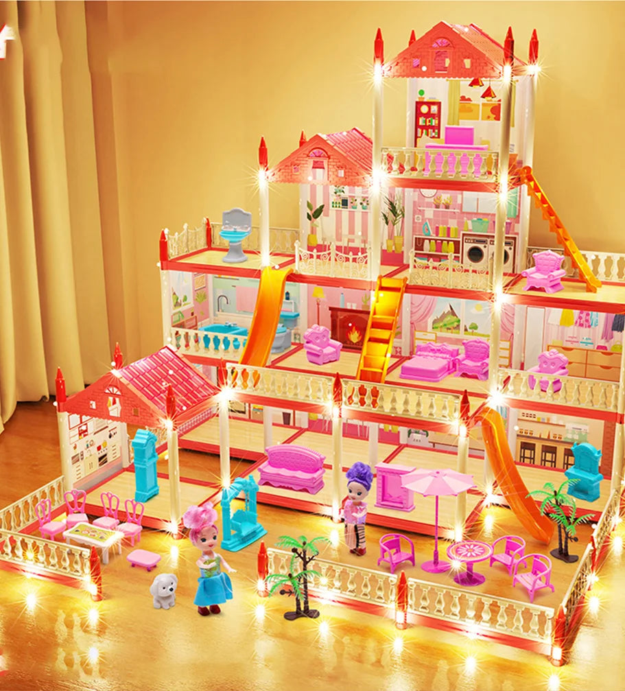 Enchanted Princess Castle DIY Dollhouse with LED Lights