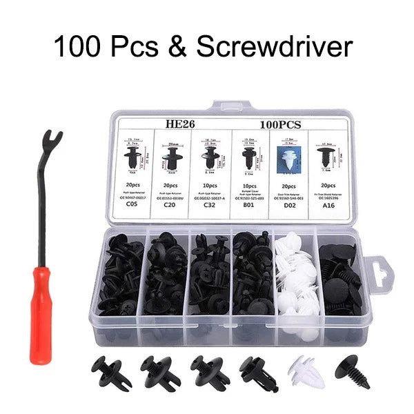 Mixed Size Plastic Retainer Clips for Auto Trim, Bumper, and Door Panels