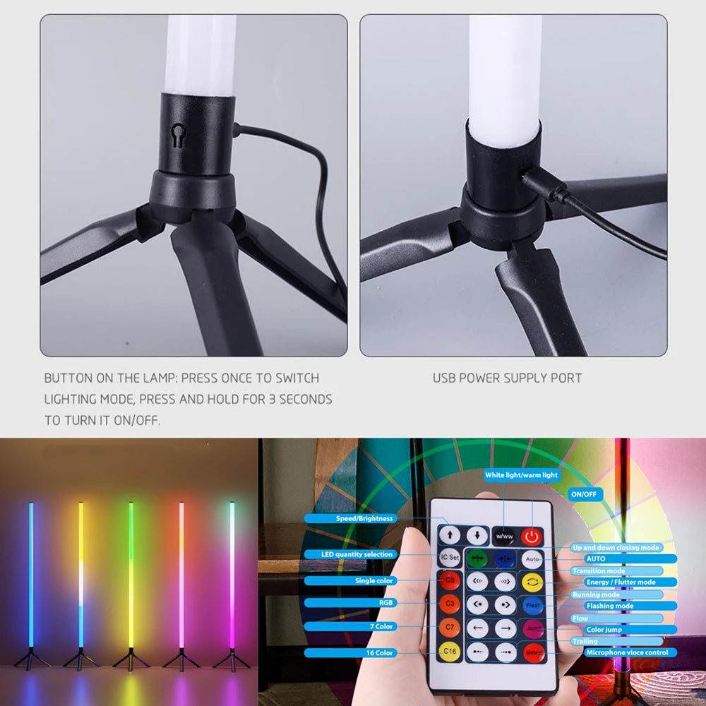 Lámpara de Suelo LED RGB CCT Inteligente con Bluetooth y Control por App