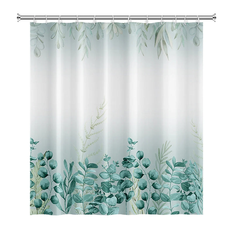 Floral Print Shower Curtain with Integrated Liner