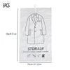 A white hanging vacuum storage bag for clothes, featuring a shirt outline and various garment icons.